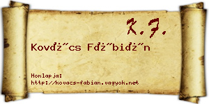 Kovács Fábián névjegykártya